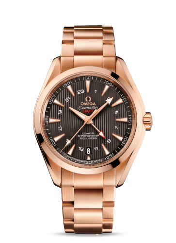 Omega Seamaster Aqua Terra 150M Co-Axial 43 GMT Red Gold / Grey / Bracelet